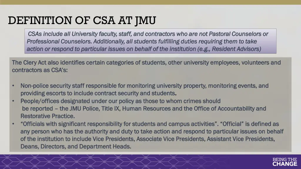 definition of csa at jmu