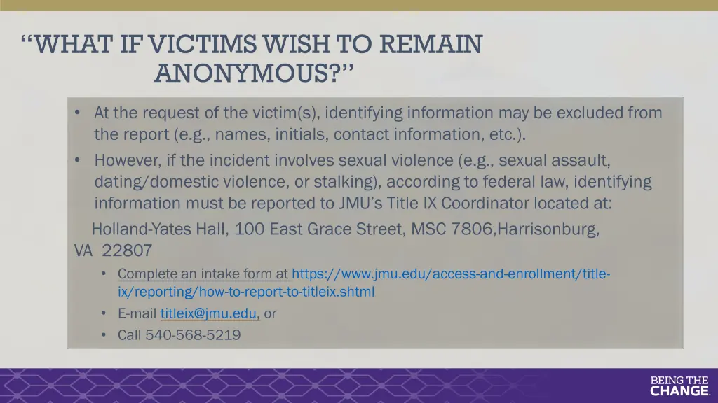 what if victims wish to remain anonymous