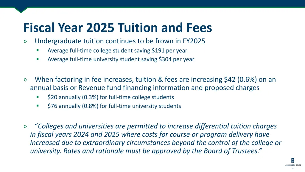 fiscal year 2025 tuition and fees undergraduate
