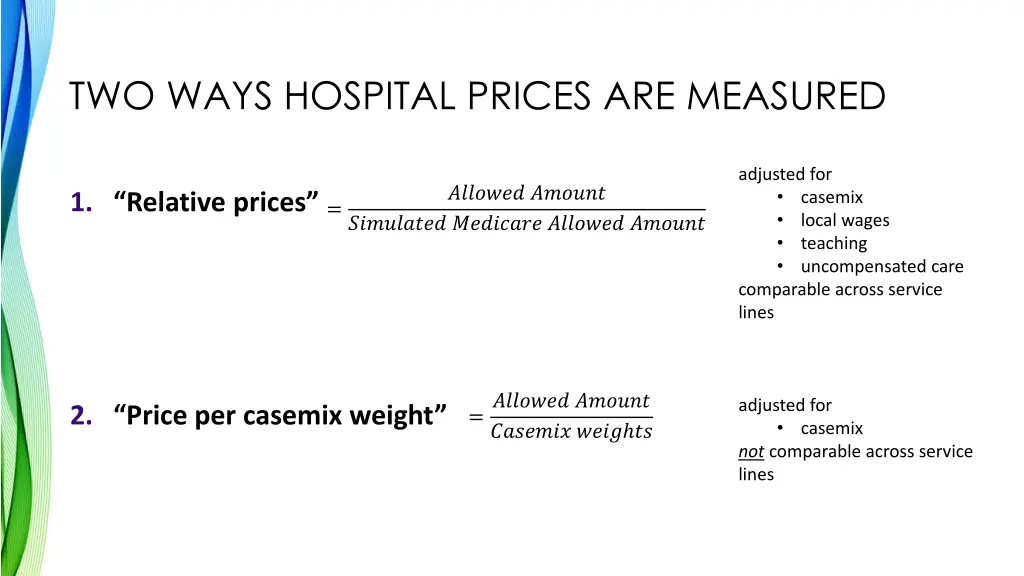 two ways hospital prices are measured