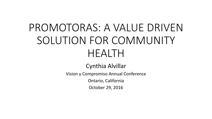 promotoras a value driven solution for community