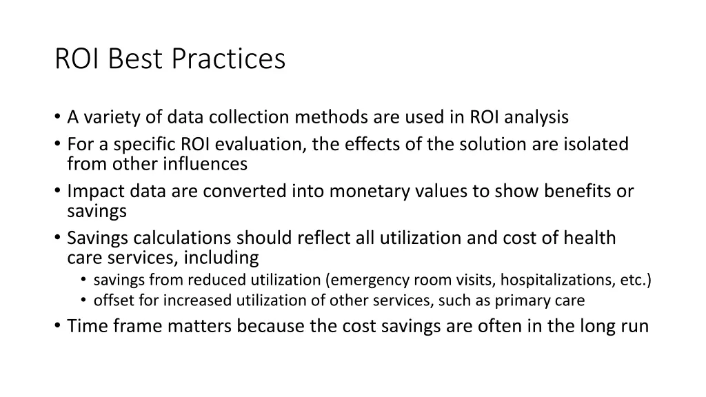 roi best practices