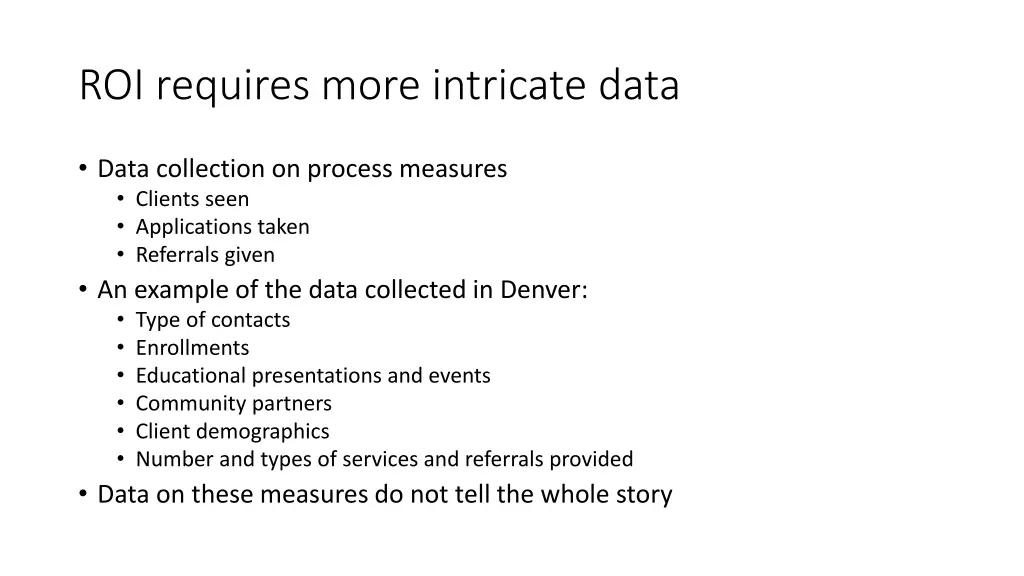 roi requires more intricate data