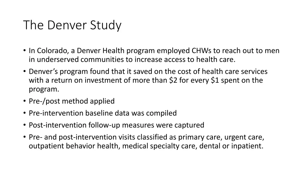 the denver study 1