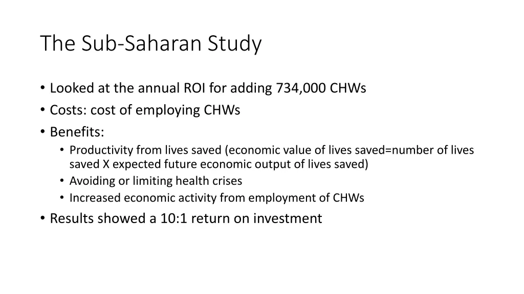 the sub saharan study