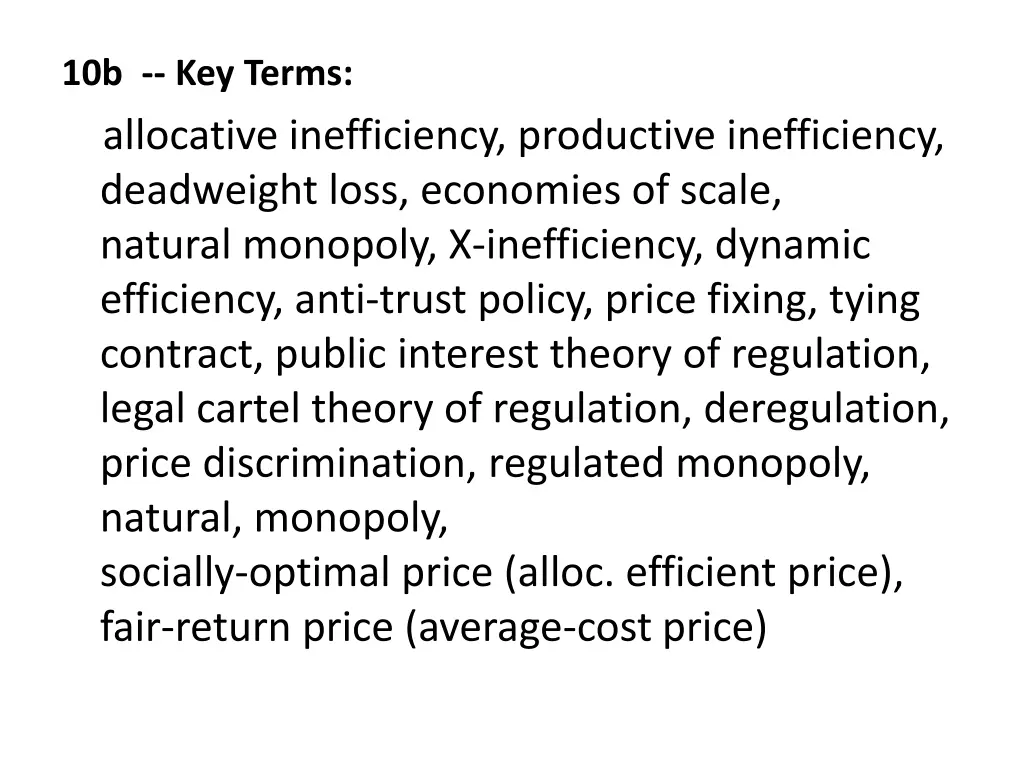 10b key terms allocative inefficiency productive