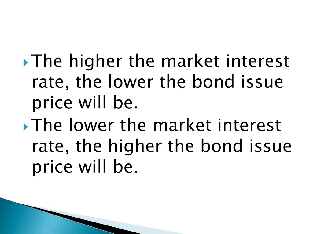 the higher the market interest rate the lower