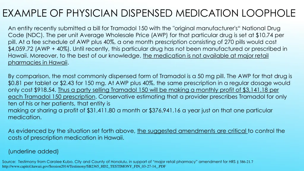 example of physician dispensed medication loophole