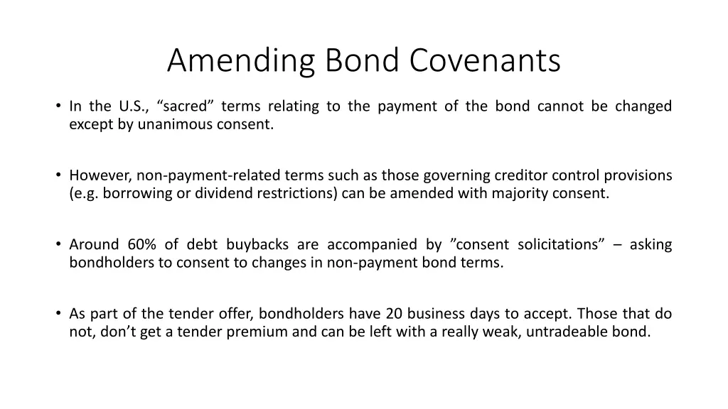 amending bond covenants