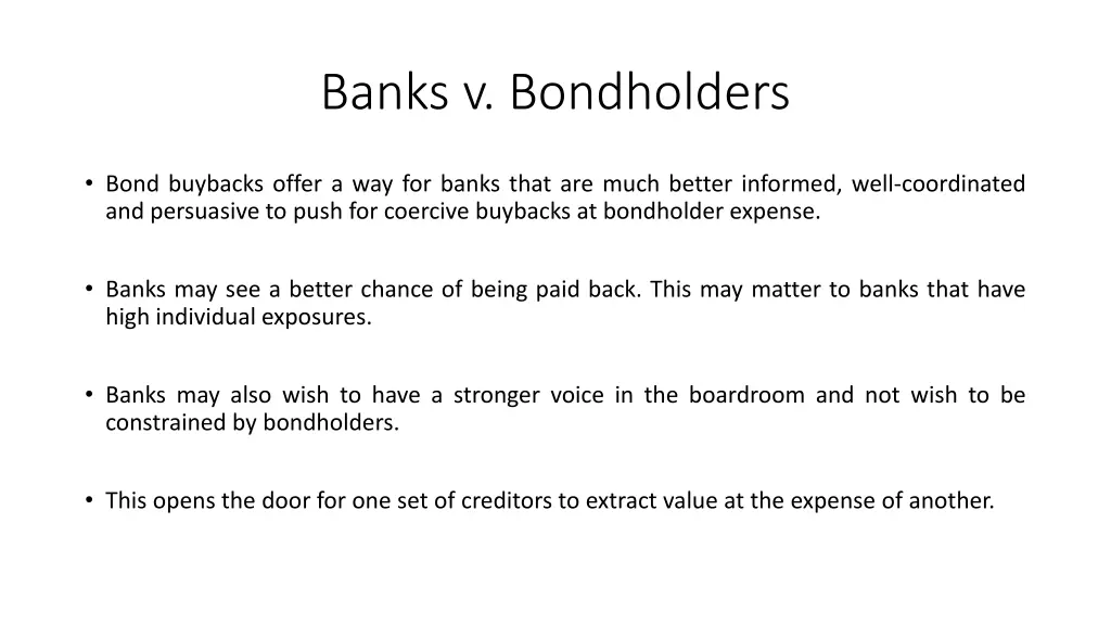 banks v bondholders