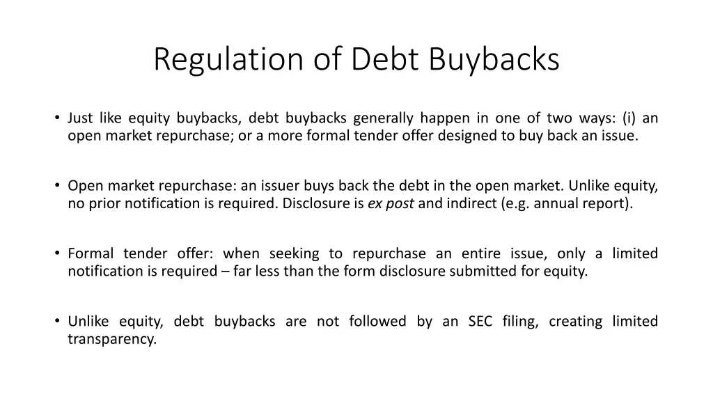 regulation of debt buybacks