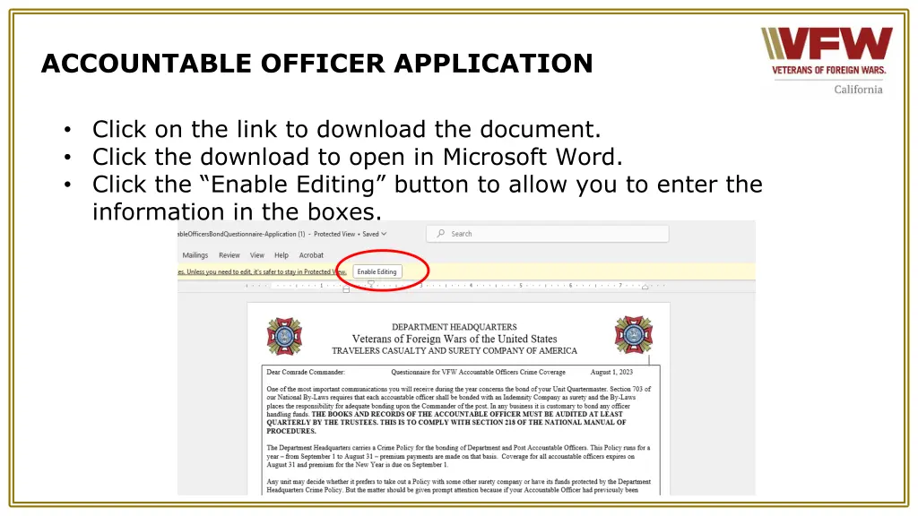 accountable officer application