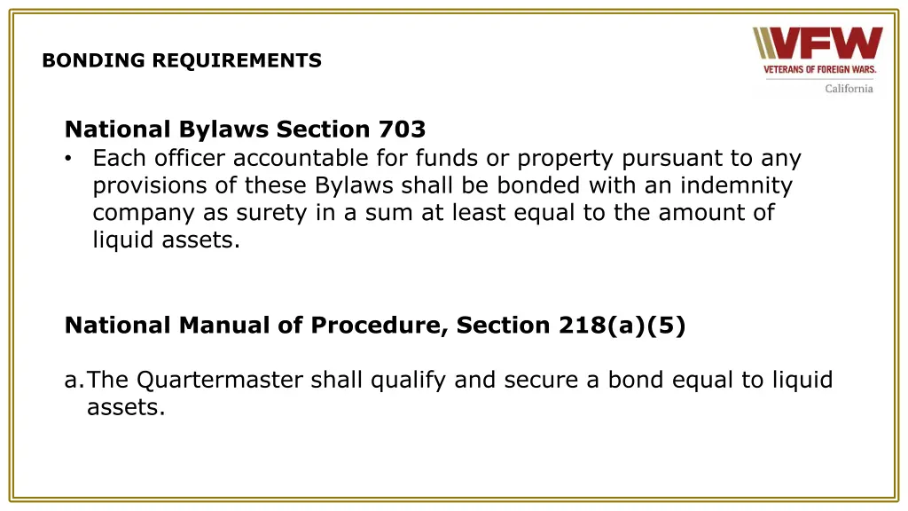 bonding requirements