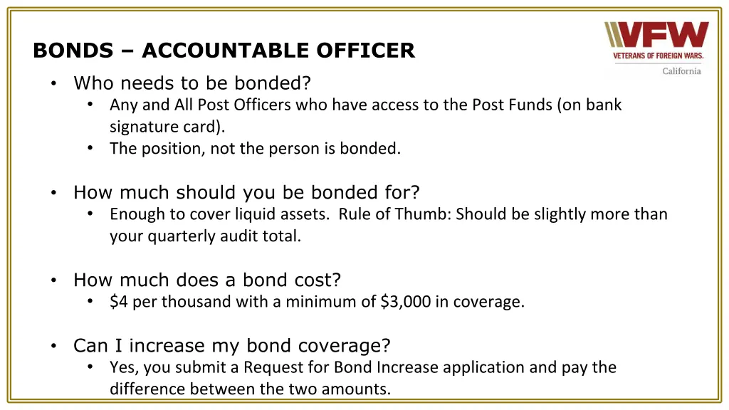 bonds accountable officer