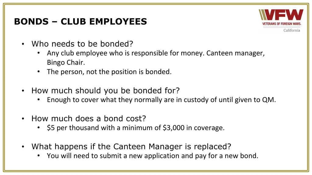 bonds club employees