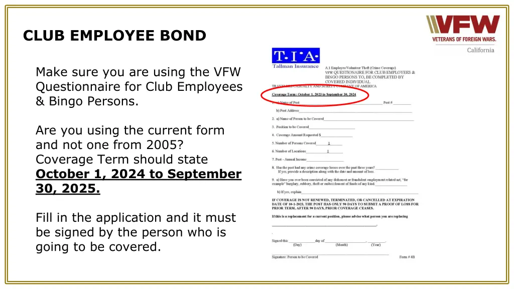 club employee bond