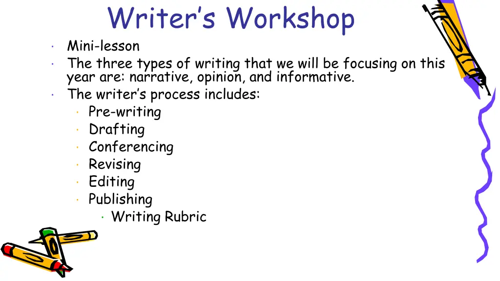 writer s workshop mini lesson the three types
