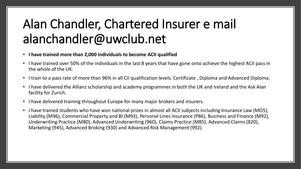 alan chandler chartered insurer e mail alan