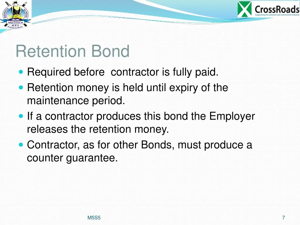 retention bond required before contractor