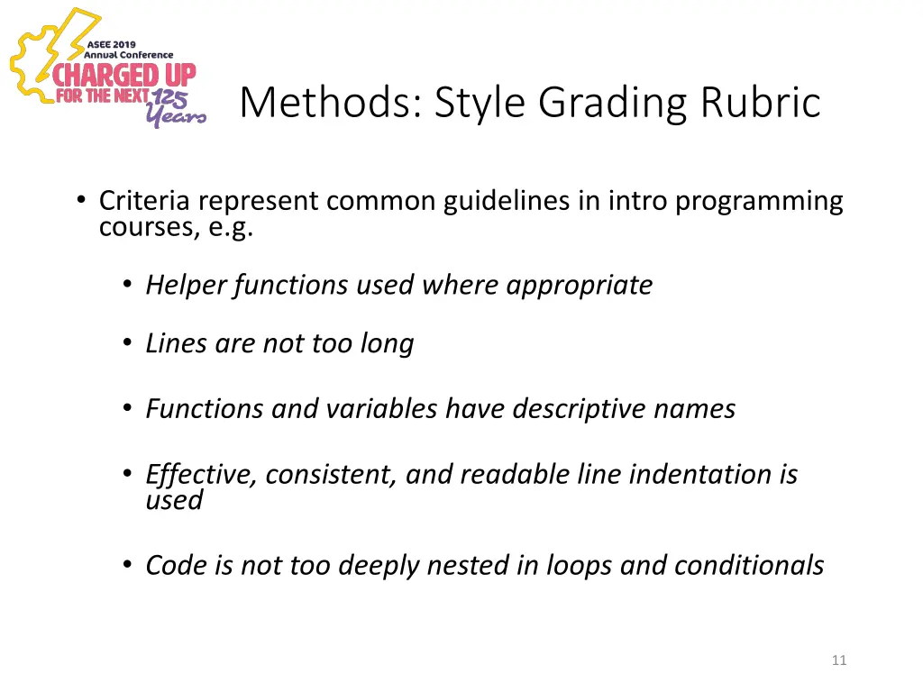 methods style grading rubric