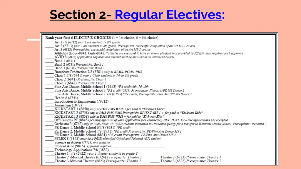 section 2 regular electives