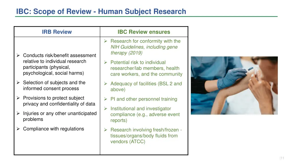 ibc scope of review human subject research