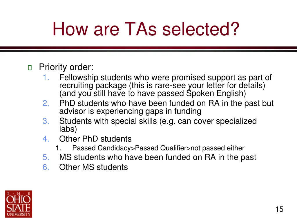 how are tas selected
