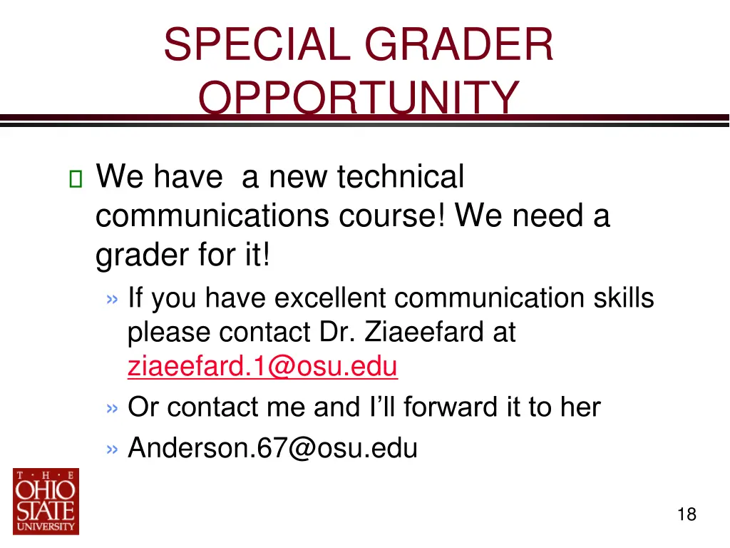 special grader opportunity