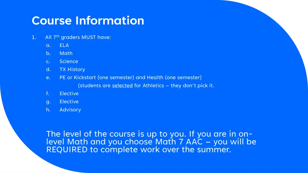 course information 1