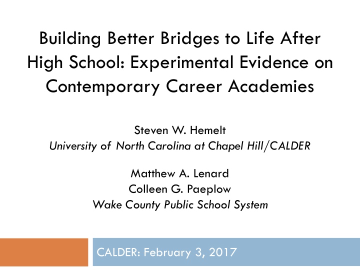 building better bridges to life after high school