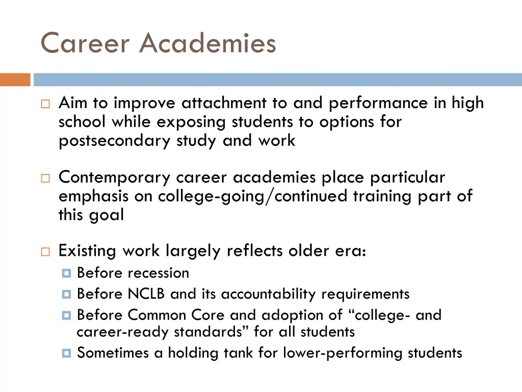 career academies