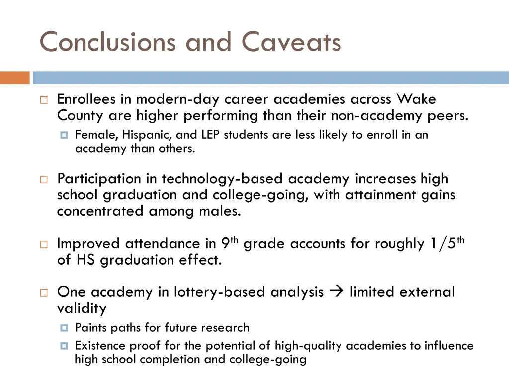 conclusions and caveats