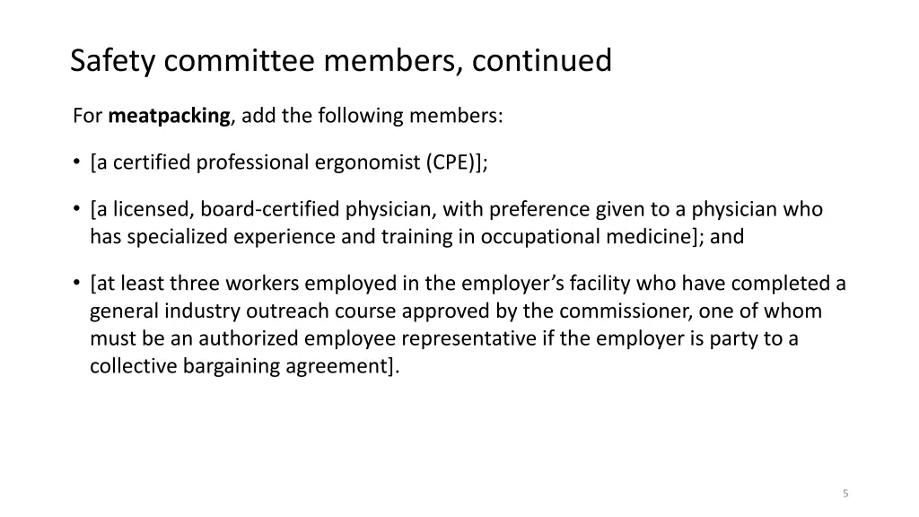 safety committee members continued