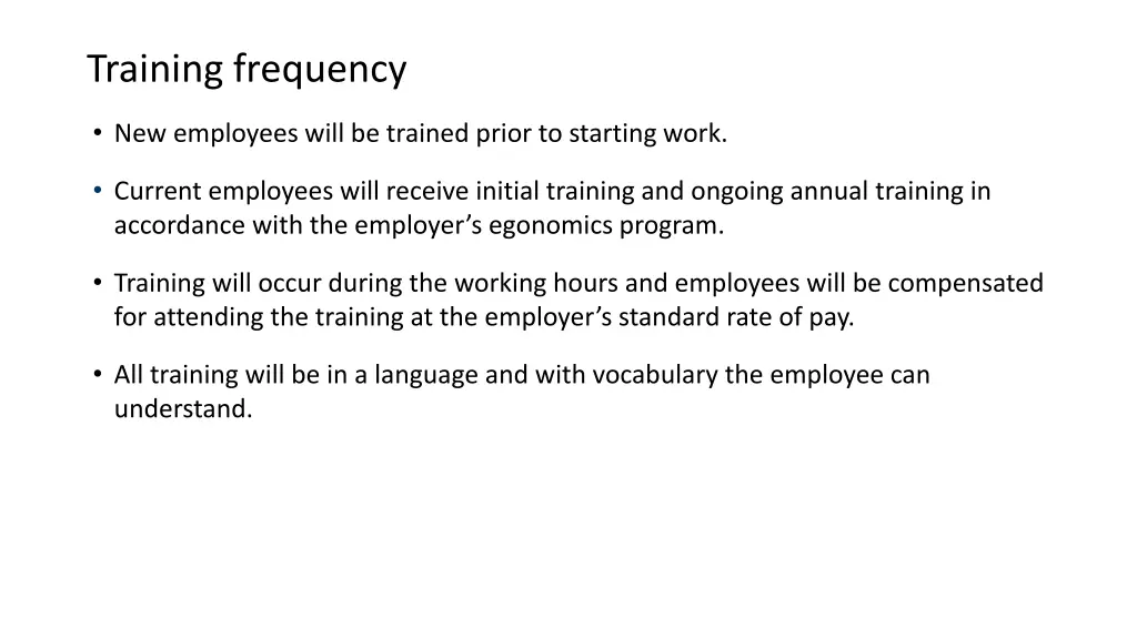 training frequency