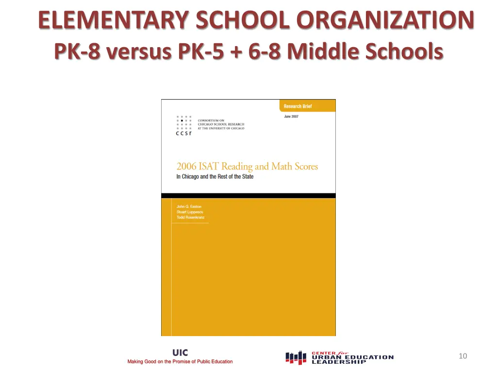 elementary school organization pk 8 versus