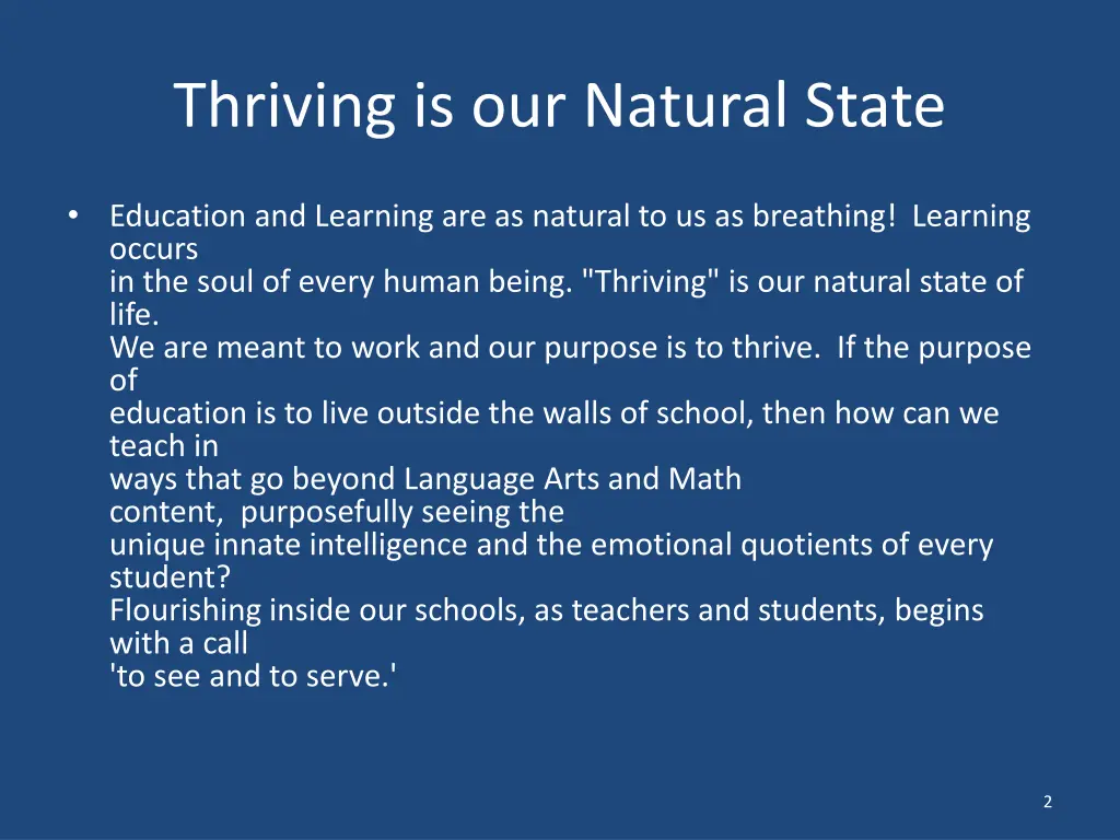 thriving is our natural state