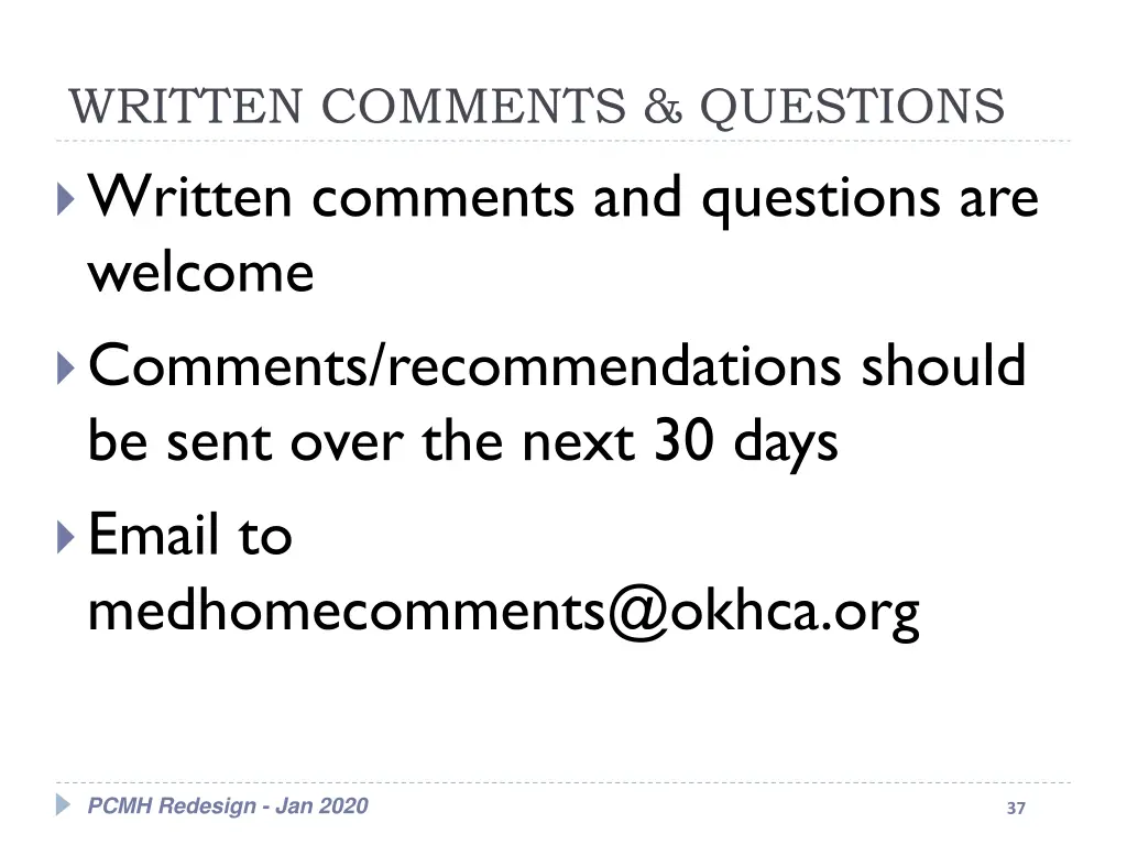 written comments questions