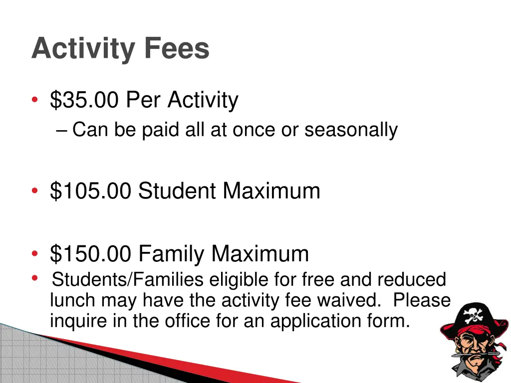 activity fees