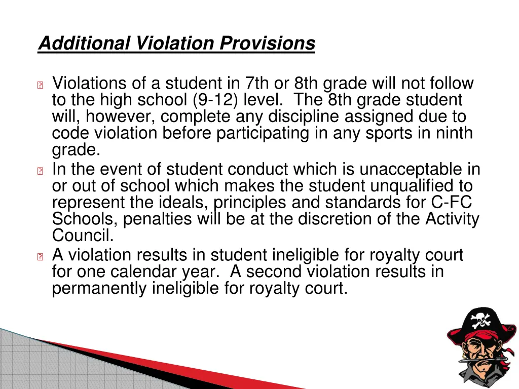 additional violation provisions