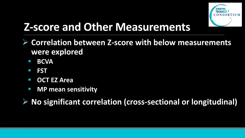 z score and other measurements correlation
