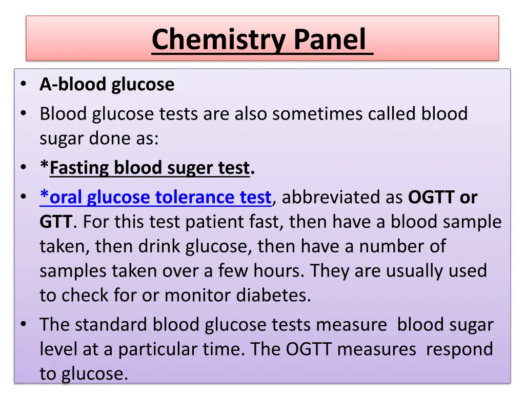 chemistry panel