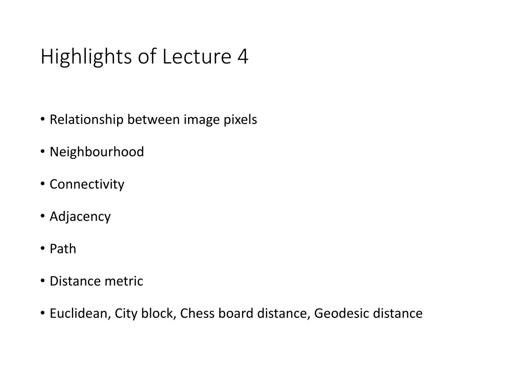 highlights of lecture 4