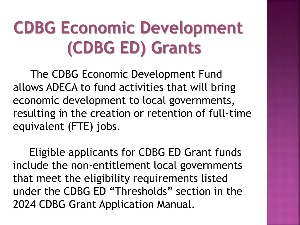 cdbg economic development cdbg ed grants