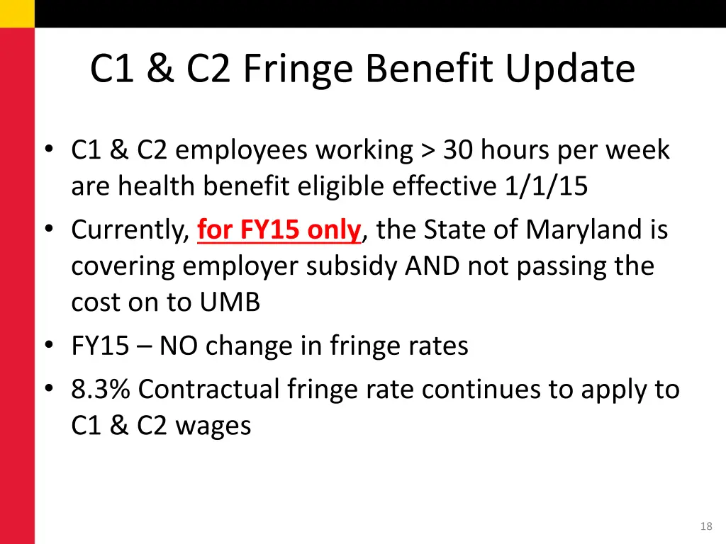 c1 c2 fringe benefit update