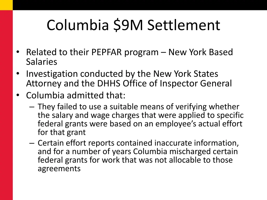 columbia 9m settlement