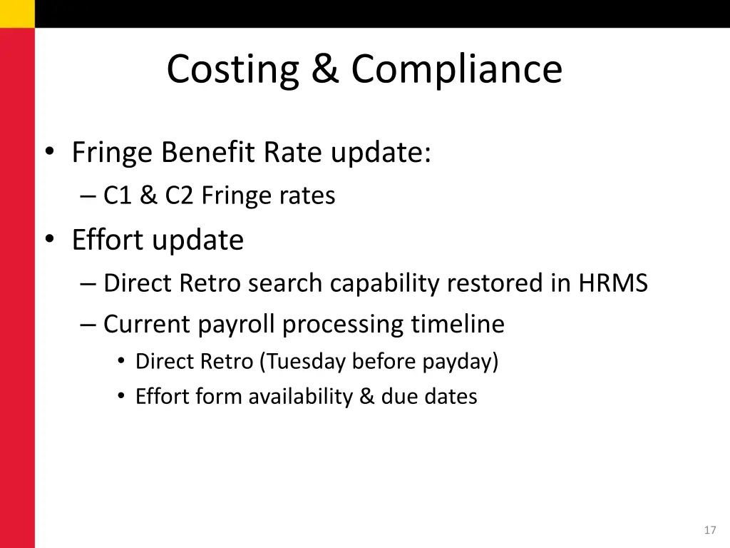 costing compliance