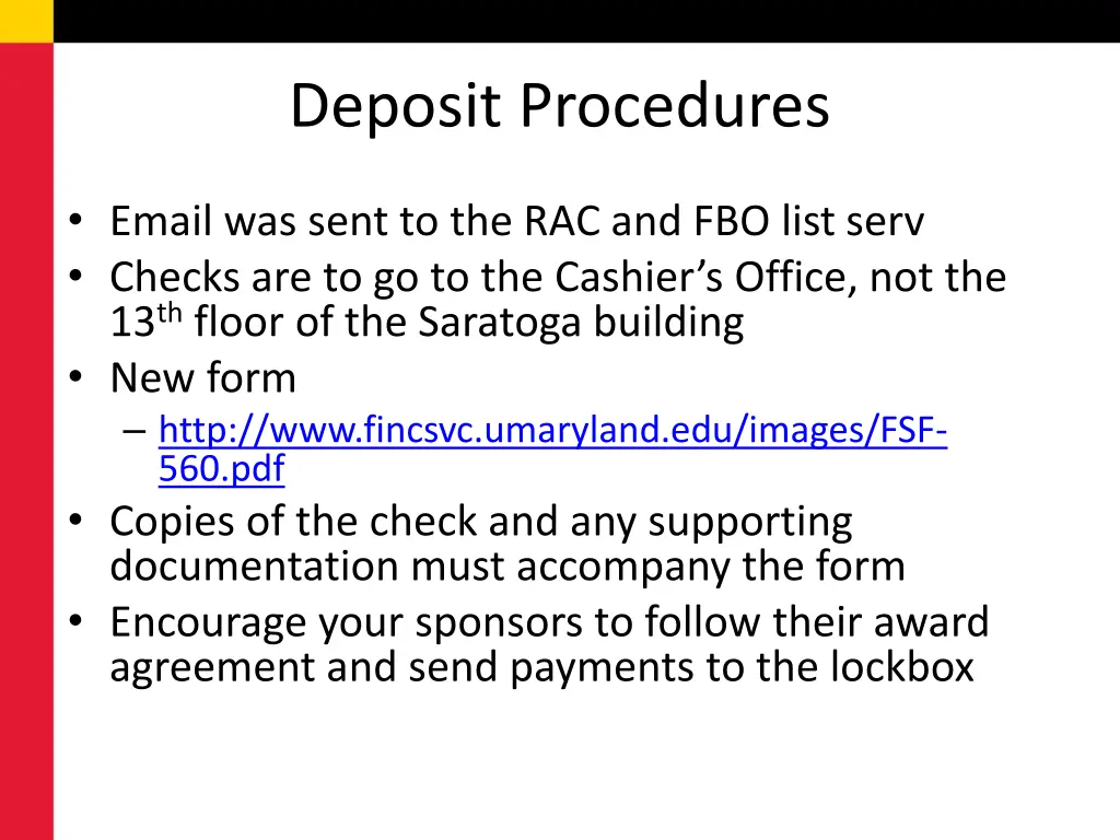 deposit procedures