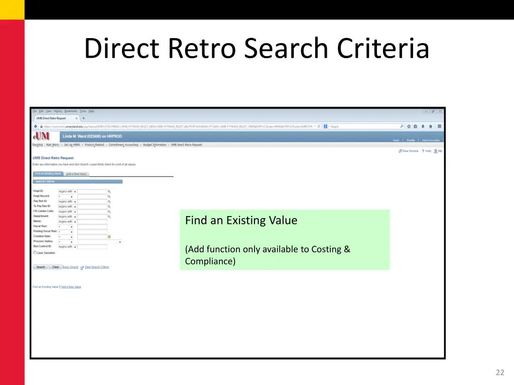 direct retro search criteria