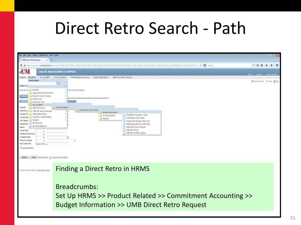 direct retro search path