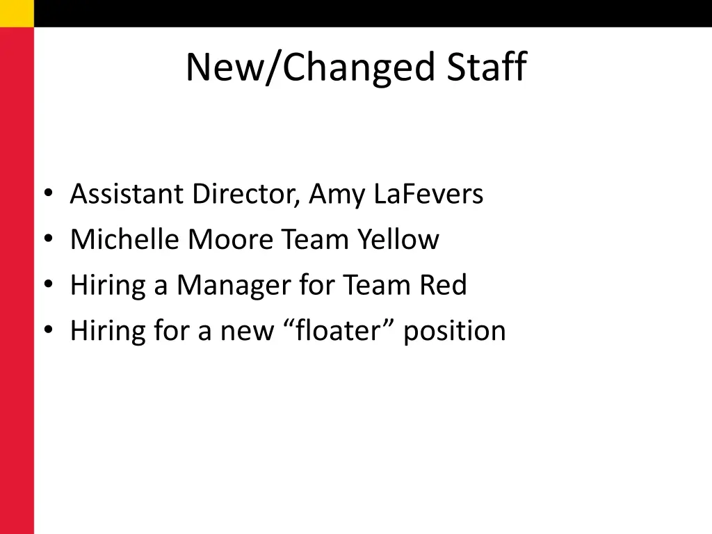 new changed staff